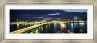High angle view of a bridge lit up at night, Istanbul, Turkey Fine Art Print