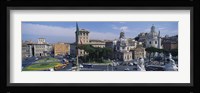High angle view of traffic on a road, Piazza Venezia, Rome, Italy Fine Art Print