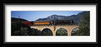 Train crossing a bridge, Sierra De Tramuntana, Majorca, Spain Fine Art Print