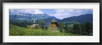 Chalet and a church on a landscape, Emmental, Switzerland Fine Art Print