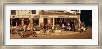 Tourists sitting in a cafe, Sitges Beach, Catalonia, Spain Fine Art Print