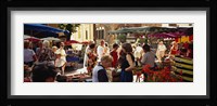 Group of people in a street market, Ceret, France Fine Art Print