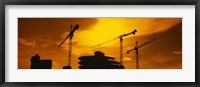 Silhouette of cranes at a construction site, London, England Fine Art Print