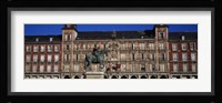 Statue In Front Of A Building, Plaza Mayor, Madrid, Spain Fine Art Print