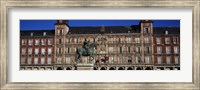 Statue In Front Of A Building, Plaza Mayor, Madrid, Spain Fine Art Print