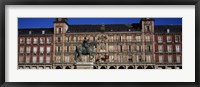Statue In Front Of A Building, Plaza Mayor, Madrid, Spain Fine Art Print