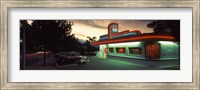 Restaurant lit up at dusk, Route 66, Albuquerque, Bernalillo County, New Mexico, USA Fine Art Print