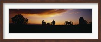 Silhouette of statues of soldiers and cannons in a field, Gettysburg National Military Park, Pennsylvania, USA Fine Art Print