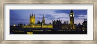Government Building Lit Up At Night, Big Ben And The Houses Of Parliament, London, England, United Kingdom Fine Art Print