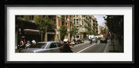 Traffic On A Road, Barcelona, Spain Fine Art Print