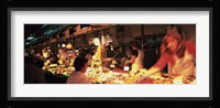 Group of people at a street market, Barcelona, Spain Fine Art Print