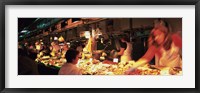 Group of people at a street market, Barcelona, Spain Fine Art Print