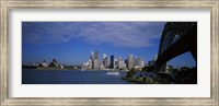 Skyscrapers On The Waterfront, Sydney Harbor Bridge, Sydney, New South Wales, United Kingdom, Australia Fine Art Print