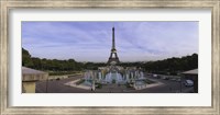 Fountain in front of a tower, Eiffel Tower, Paris, France Fine Art Print