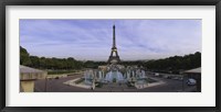 Fountain in front of a tower, Eiffel Tower, Paris, France Fine Art Print