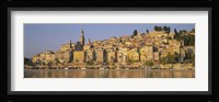 Buildings On The Waterfront, Eglise St-Michel, Menton, France Fine Art Print