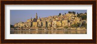 Buildings On The Waterfront, Eglise St-Michel, Menton, France Fine Art Print