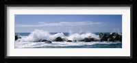 Waves breaking on rocks, Chiavari, Liguria, Italy Fine Art Print