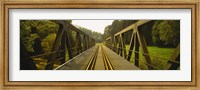 Railroad tracks passing through a bridge, Germany Fine Art Print