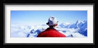 Man Contemplating Swiss Alps, Switzerland Fine Art Print