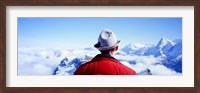 Man Contemplating Swiss Alps, Switzerland Fine Art Print