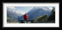 Hiker Contemplating Mountains Switzerland Fine Art Print