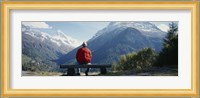 Hiker Contemplating Mountains Switzerland Fine Art Print