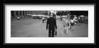 Rear view of a businessman walking on the street, Stuttgart, Germany Fine Art Print