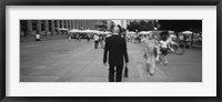 Rear view of a businessman walking on the street, Stuttgart, Germany Fine Art Print