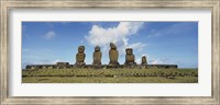 Moai statues in a row, Tahai Archaeological Site,  Easter Island, Chile Fine Art Print