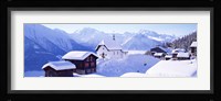 Snow Covered Chapel and Chalets Swiss Alps Switzerland Fine Art Print