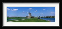 Windmill and Canals near Leiden The Netherlands Fine Art Print