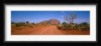 Desert Road And Ayers Rock, Australia Fine Art Print