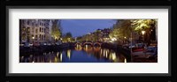 Night View Along Canal Amsterdam The Netherlands Fine Art Print
