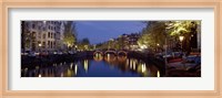 Night View Along Canal Amsterdam The Netherlands Fine Art Print