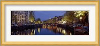 Night View Along Canal Amsterdam The Netherlands Fine Art Print