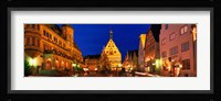 Town Center Decorated With Christmas Lights, Rothenburg, Germany Fine Art Print