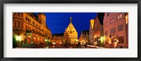 Town Center Decorated With Christmas Lights, Rothenburg, Germany Fine Art Print