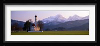 St Coloman Church and Alps Schwangau Bavaria Germany Fine Art Print