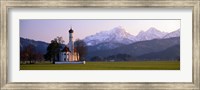 St Coloman Church and Alps Schwangau Bavaria Germany Fine Art Print