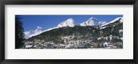 Town On The Mountainside, Saint Moritz, Engadine Valley, Graubunden, Switzerland Fine Art Print
