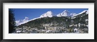 Town On The Mountainside, Saint Moritz, Engadine Valley, Graubunden, Switzerland Fine Art Print