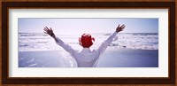 Woman With Outstretched Arms On Beach, California, USA Fine Art Print