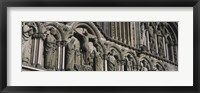 Low angle view of statues carved on wall of a cathedral, Trondheim, Norway Fine Art Print