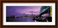 Port Jackson, Sydney Harbor And Bridge Night, Sydney, Australia Fine Art Print