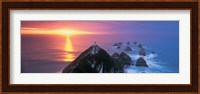 Sunset, Nugget Point Lighthouse, South Island, New Zealand Fine Art Print