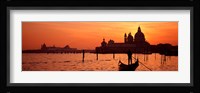 Silhouette of a person on a gondola with a church in background, Santa Maria Della Salute, Grand Canal, Venice, Italy Fine Art Print