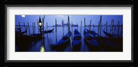 Moored Gondolas at Night, Grand Canal, Venice, Italy Fine Art Print