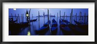 Moored Gondolas at Night, Grand Canal, Venice, Italy Fine Art Print
