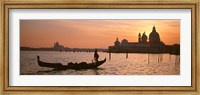 Silhouette of a gondola in a canal at sunset, Santa Maria Della Salute, Venice, Italy Fine Art Print